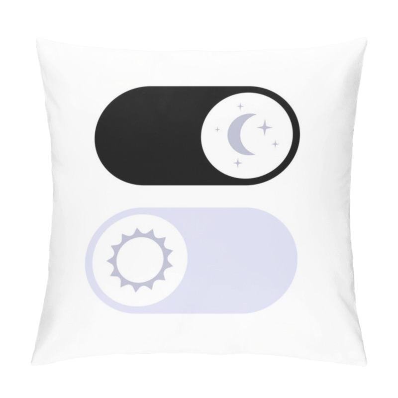 Personality  Switch Element Button For Light Or Dark Theme. Digital Toggle Symbol. Day Night Mode Icon For Application. Indicator For Smartphone. Frontend Control Realistic Vector Illustration On White Background. Pillow Covers