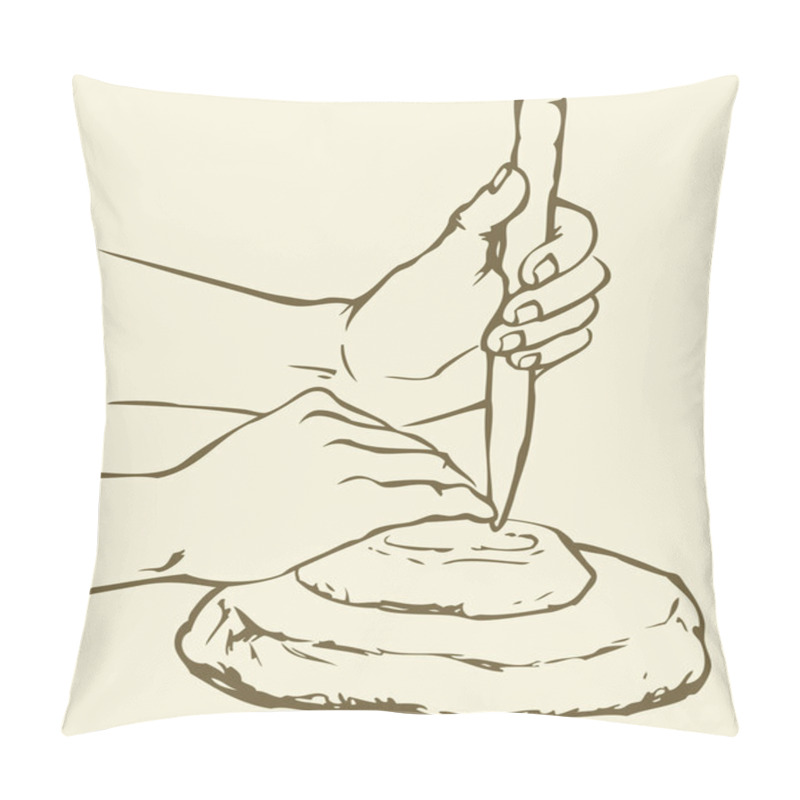 Personality  Vector Illustration. Primitive People Make Stone Tools Pillow Covers