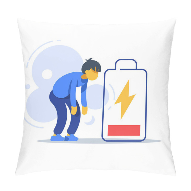 Personality  Chronic Tired Man, Exhausted Person, Male Character Feeling Weak, Low Energy State, Physical Or Emotional Burnout, Mental Fatigue Pillow Covers