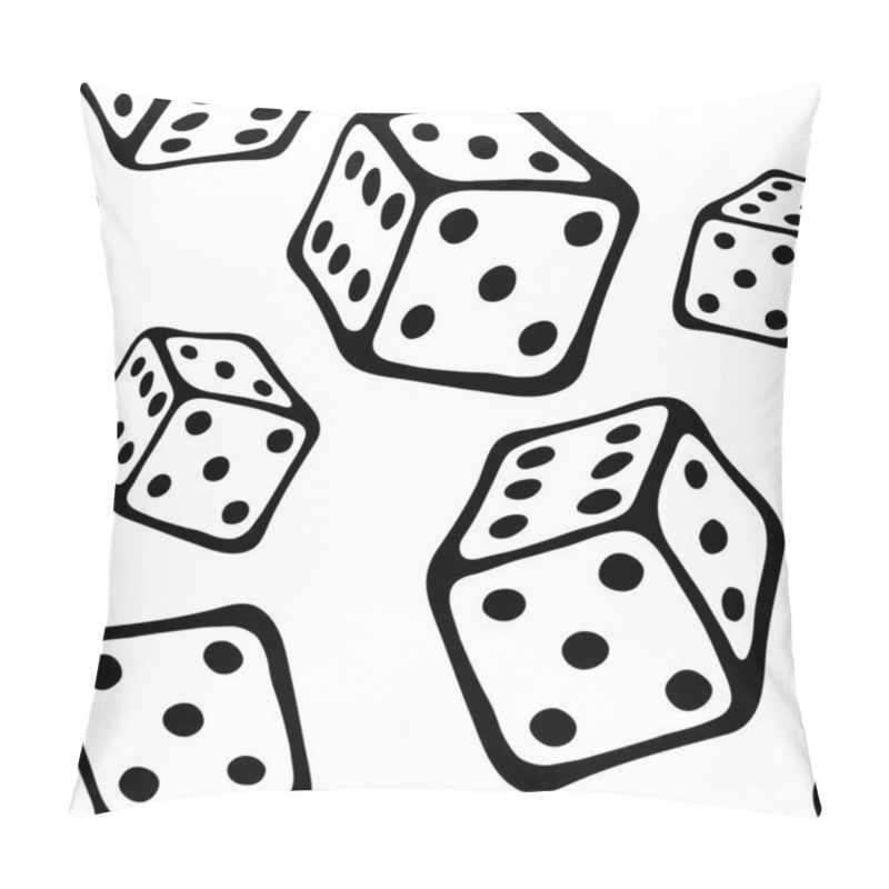 Personality  Doodle Seamless Pattern With Dice Drawn By White Contour For Board Game. Pillow Covers