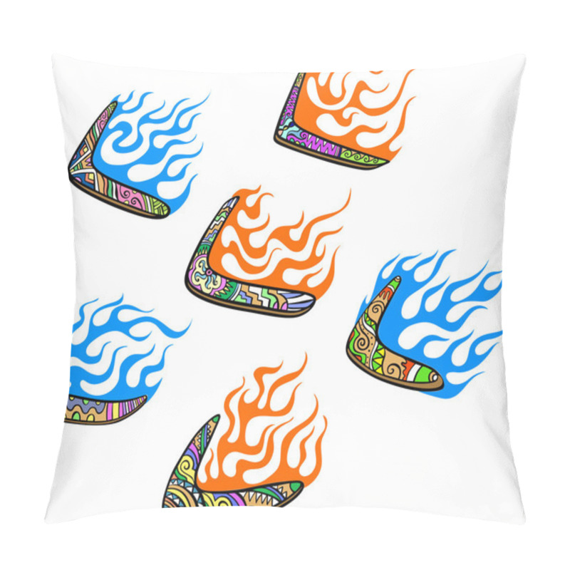 Personality  Native Australian Boomerangs With Flames Pillow Covers