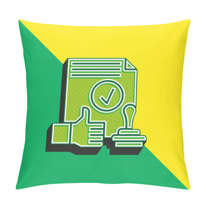 Personality  Approval Green And Yellow Modern 3d Vector Icon Logo Pillow Covers