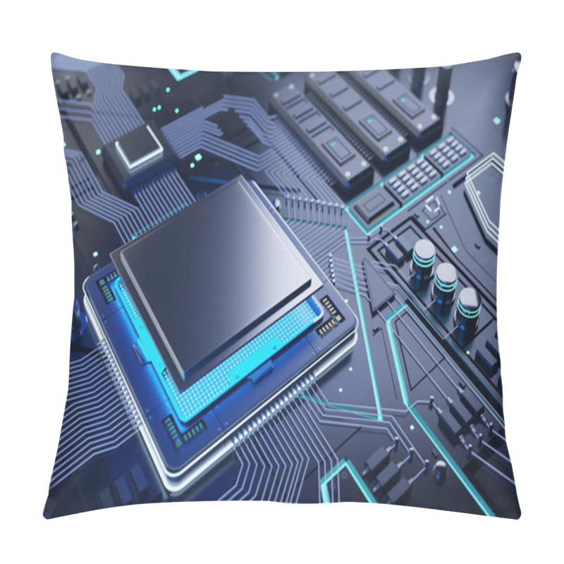 Personality  CPU And Computer Chip Concept 3d Illustration Pillow Covers