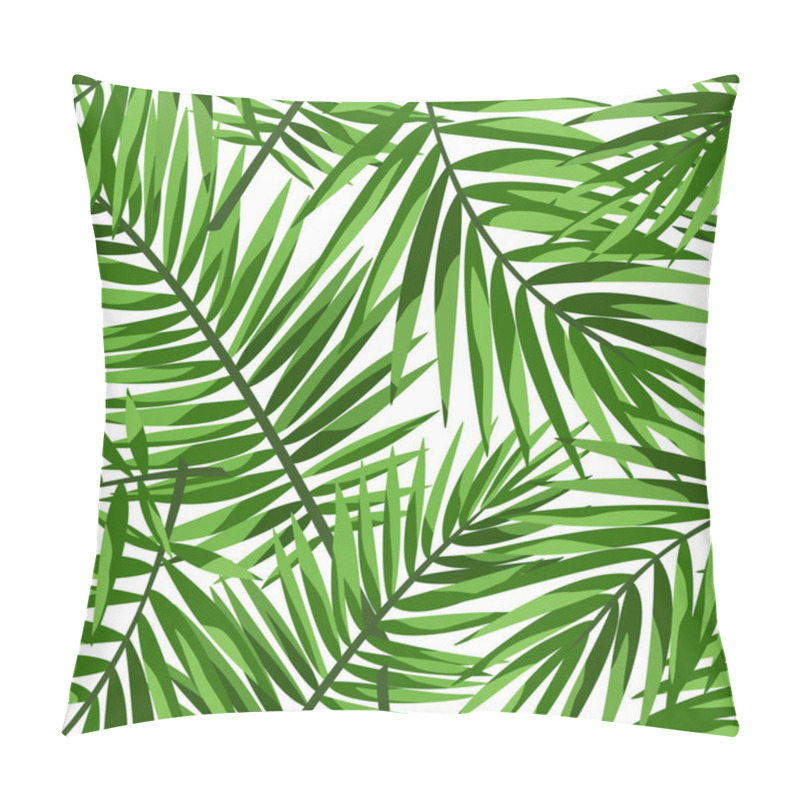 Personality  Vector Tropical Seamless Pattern With Green Palm Leaves. Pillow Covers