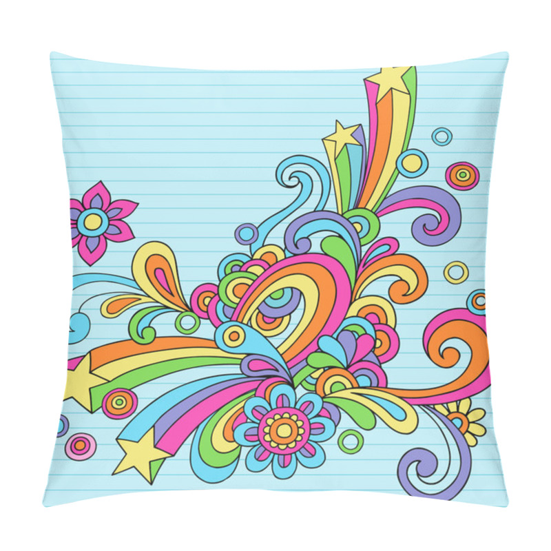 Personality  Psychedelic Groovy Doodles Vector Designs Pillow Covers