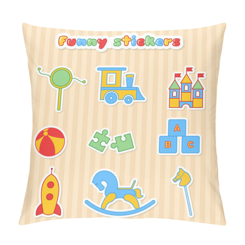 Personality  Set Of Vector Sticker Of Toys Pillow Covers