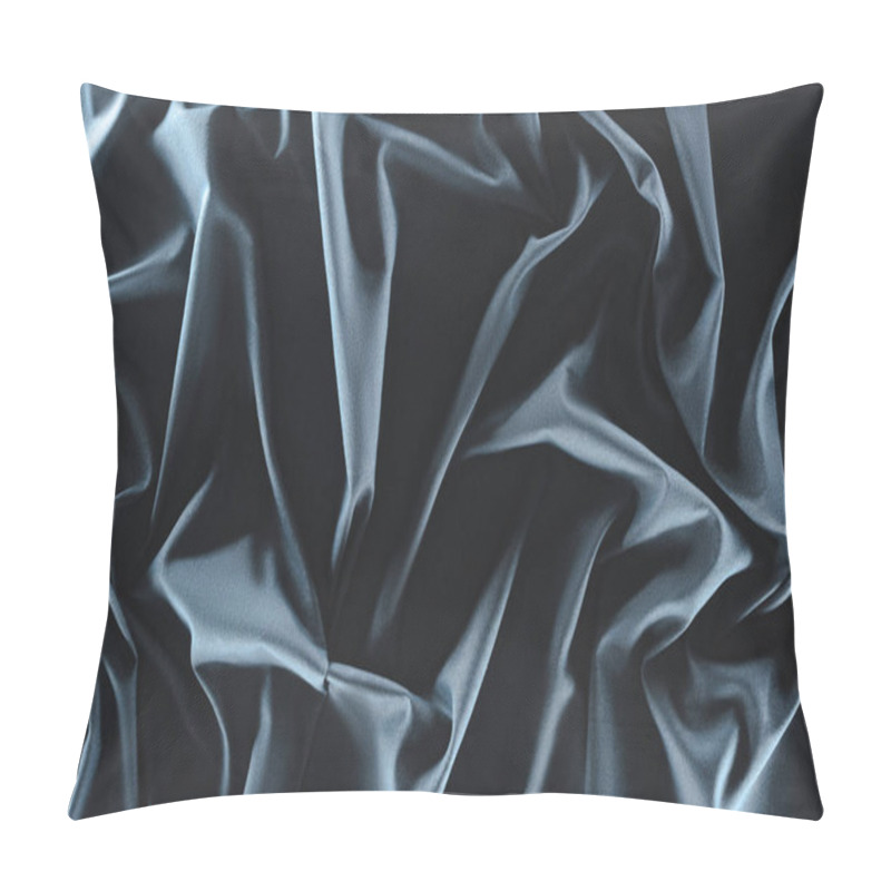 Personality  Close Up View Of Crumpled Dark Blue Silk Fabric As Background Pillow Covers