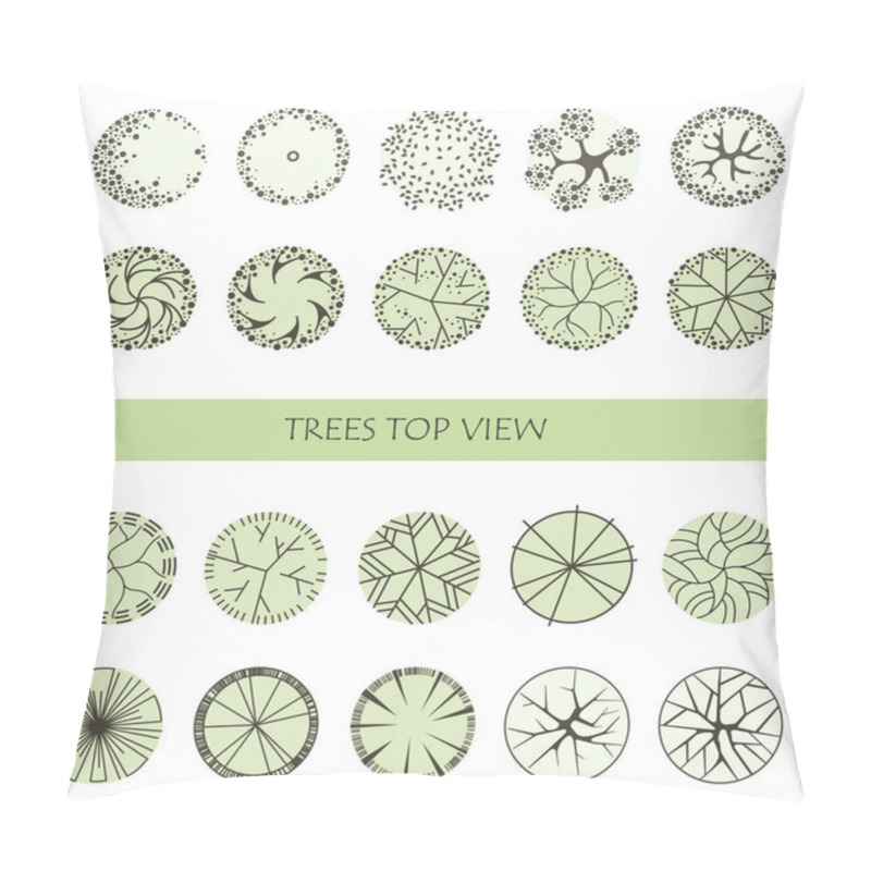 Personality  Set Of Vector Trees. Entourage Design. Various Trees, Bushes, And Shrubs, Top View For The Landscape Design Plan. Vector Illustration. Pillow Covers