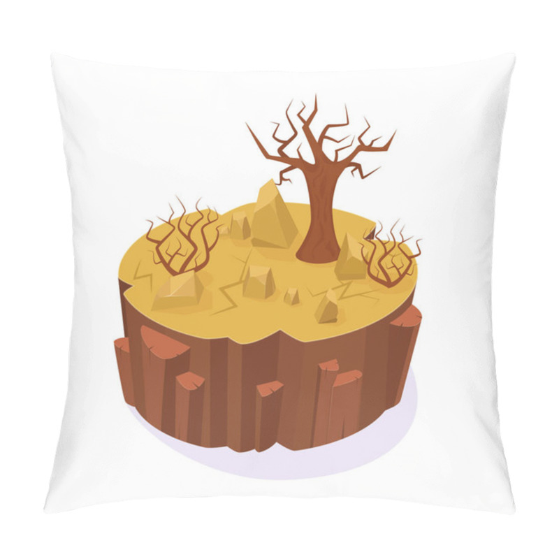 Personality  Isometric 3D Island Game, Landscape Dry Desert With Sand. Pillow Covers