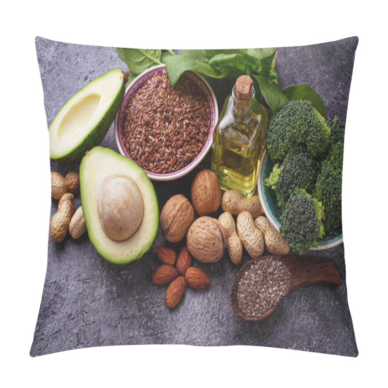 Personality  Concept Of Healthy Food. Vegan Fat Sources  Pillow Covers