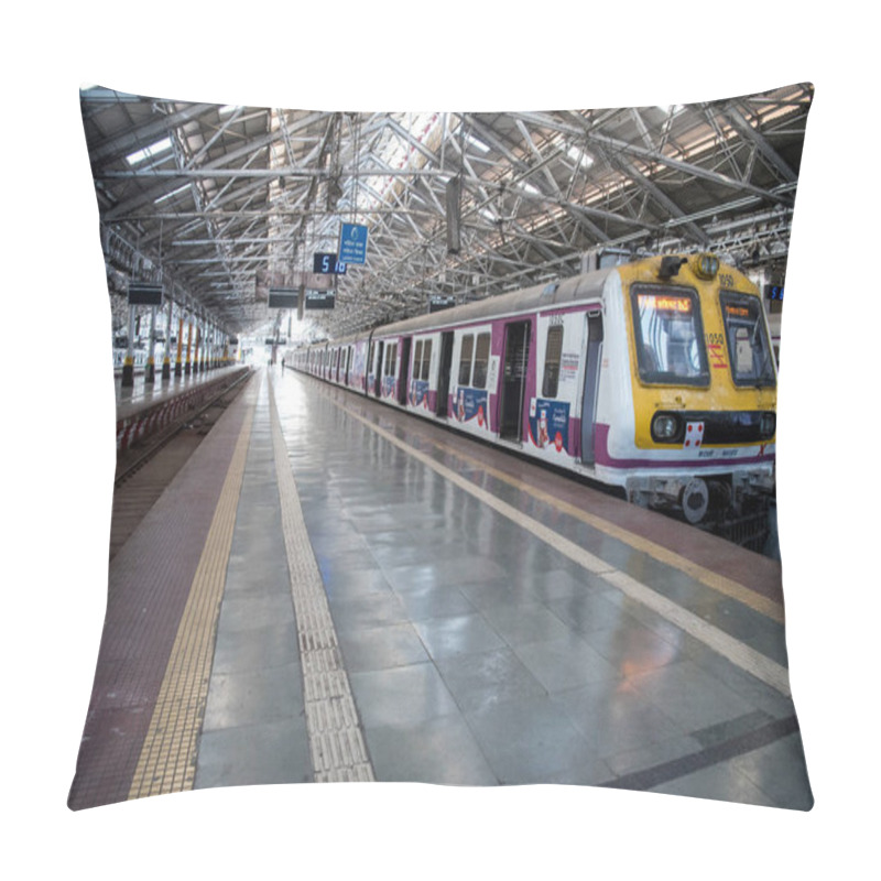 Personality  MUMBAI/INDIA-MARCH 22, 2020:Trains Stand On Platforms At Chhatrapati Shivaji Maharaj Terminus During The Government-imposed Nationwide Lockdown As A Preventive Measure Against The COVID-19 Coronavirus. Pillow Covers