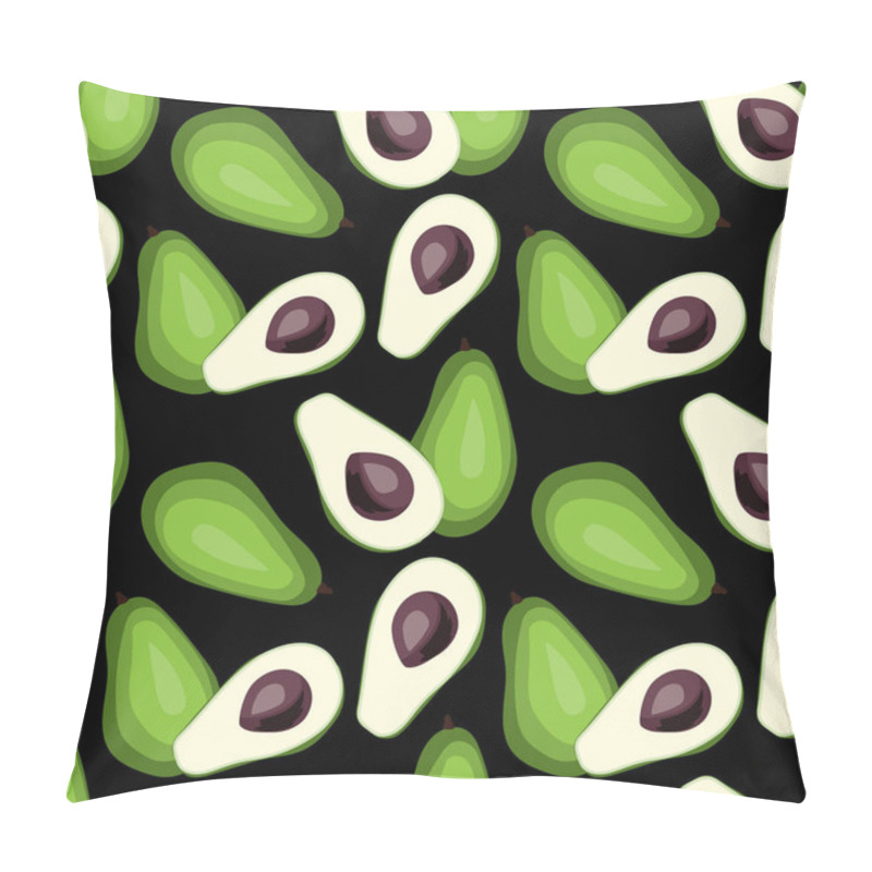 Personality  Seamless Avocado Pattern. Tile Green Vegetable Background.. Vege Pillow Covers