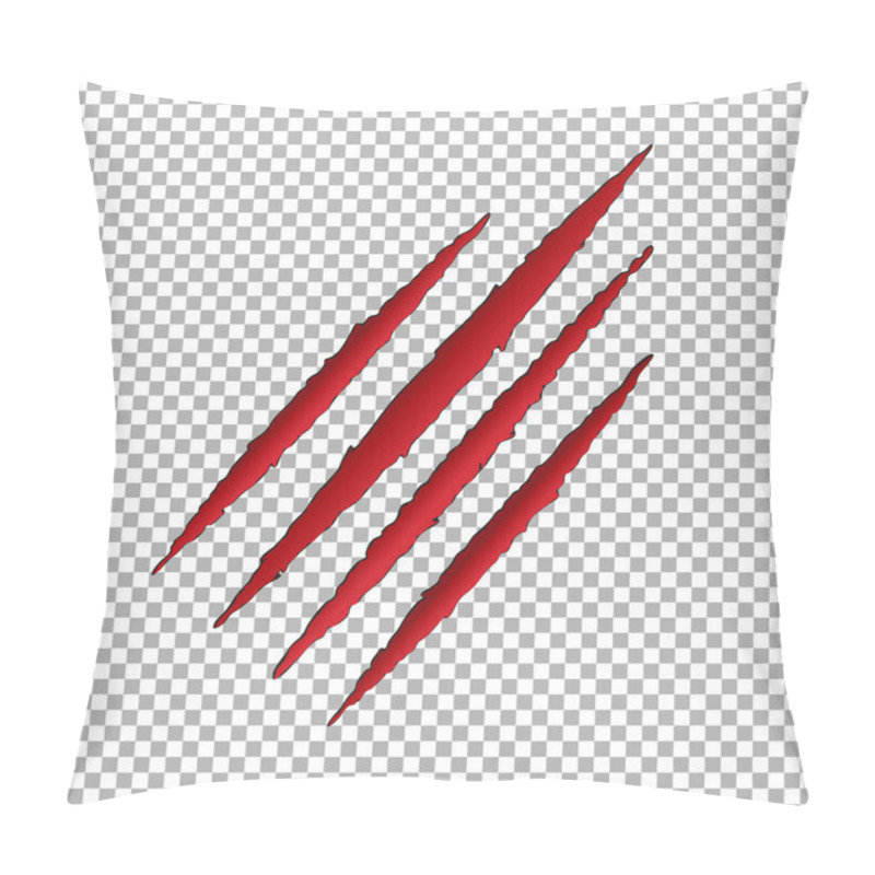 Personality  Monster Tear Claw Scratch Mark. Llion Break Paper Isolated On Transparent Background. Red Claws Scra Pillow Covers