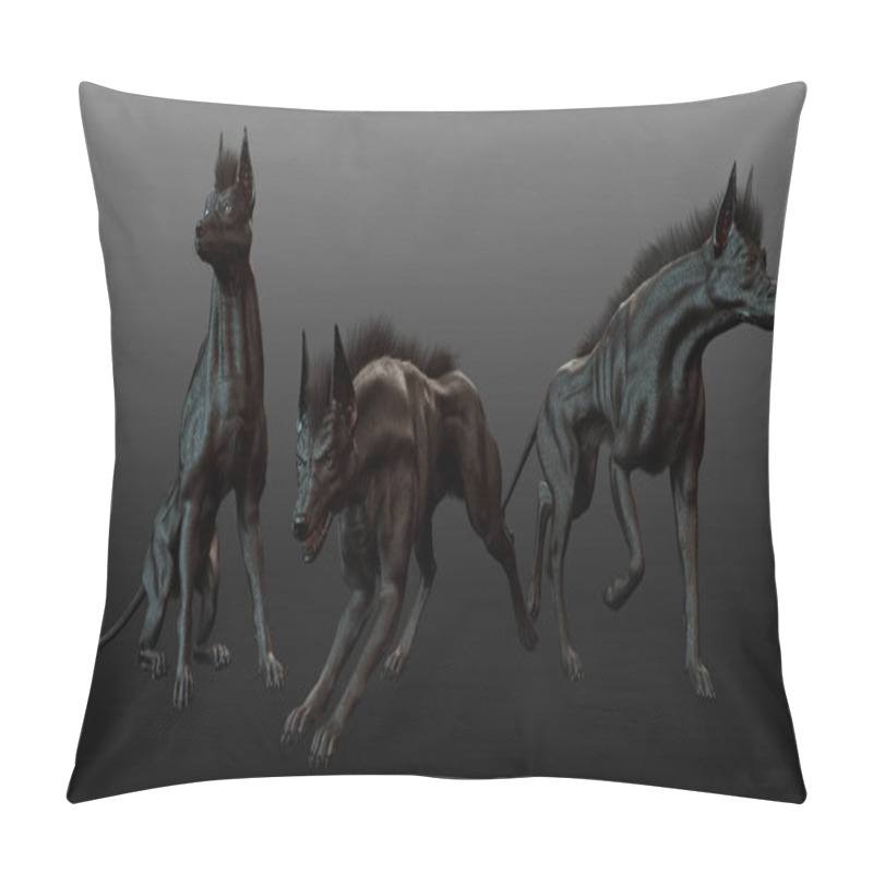 Personality  Trio Of Black Anubis Hounds, Hellhound Pillow Covers