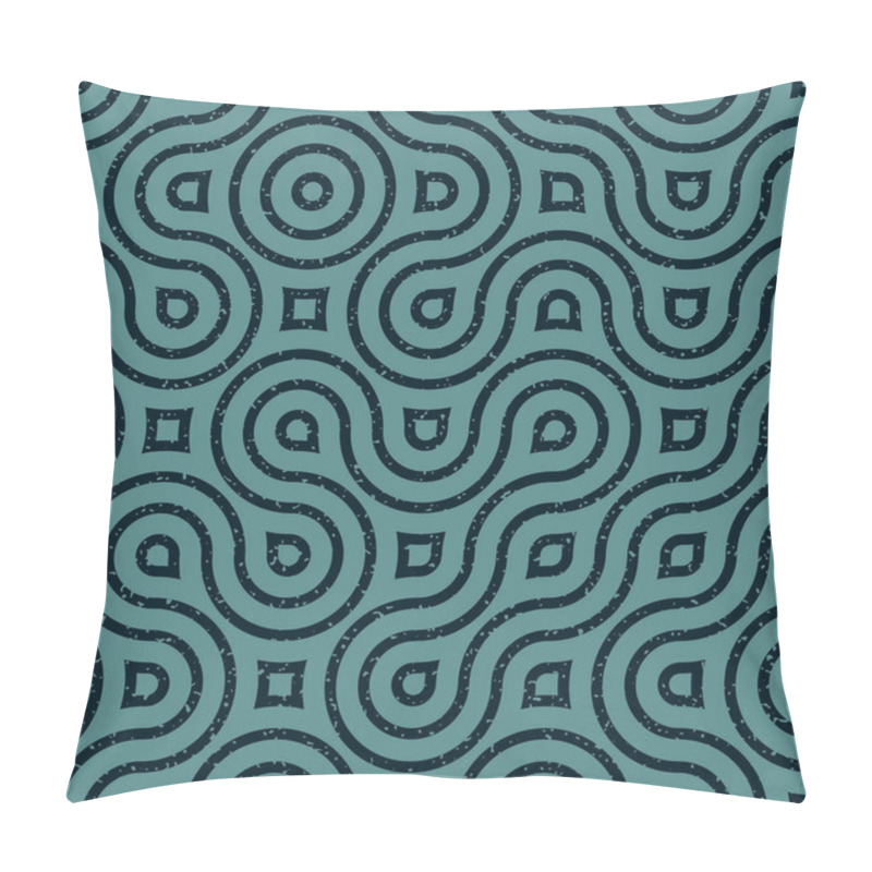 Personality  Vector Seamless Wavy Lines Irregular Retro Grungy Navy Blue Grunge Pattern Pillow Covers