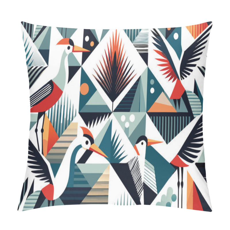 Personality  Minimalist Group Of Birds Illustration With Unique Geometric Designs Pillow Covers