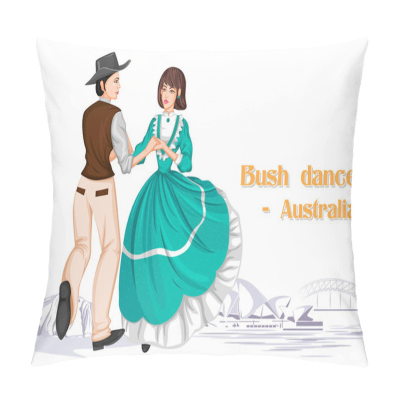 Personality  Australian Couple Performing Bush Dance Of Australia Pillow Covers