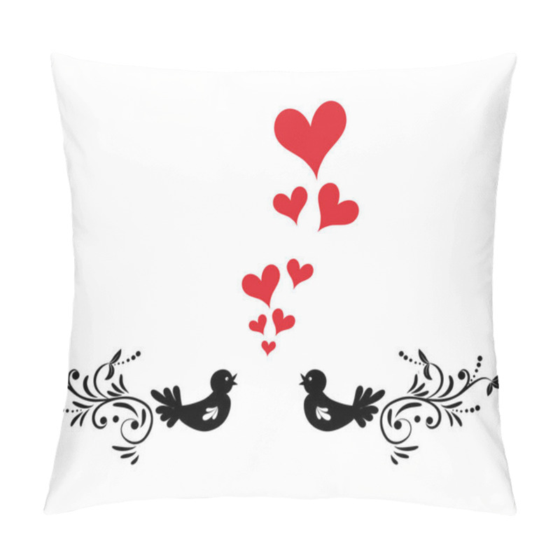 Personality  Love Bird Logo, Two Bird In Heart Shape Logo Vector, Romantic And Wedding Symbol, Peace And Freedom Icon Tattoo Pillow Covers