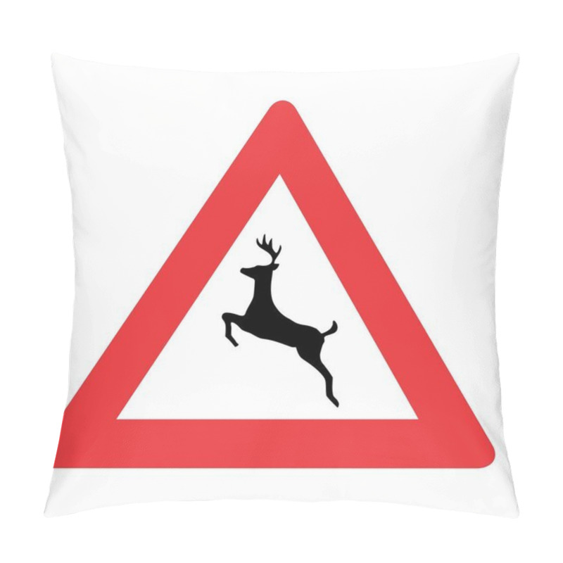 Personality  The Animals Triangle Road Sign Isolated On White Background Pillow Covers