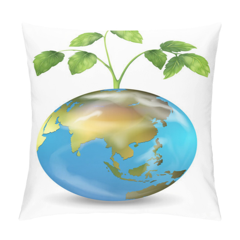 Personality  Earth With A Growing Plant Pillow Covers