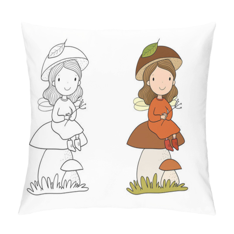 Personality  Cute Cartoon Fairy.Little Flower Elf. Little Girl With Wings. Pillow Covers