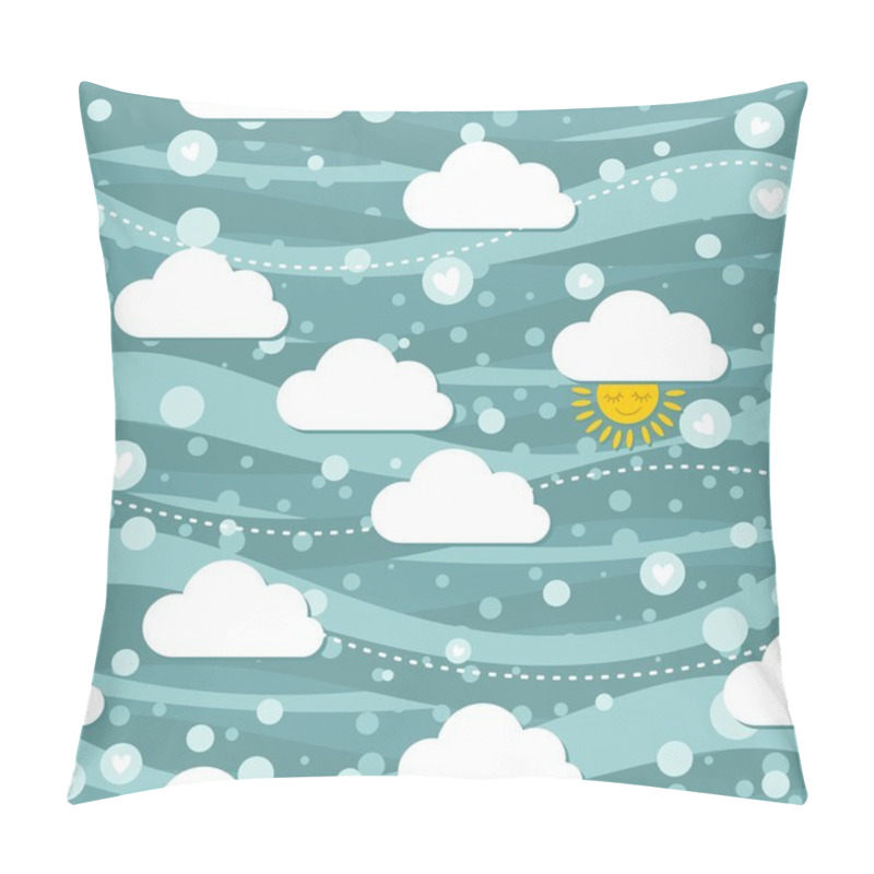 Personality  Sunny Winter Sky With Falling Hearts Seamless Pattern Pillow Covers