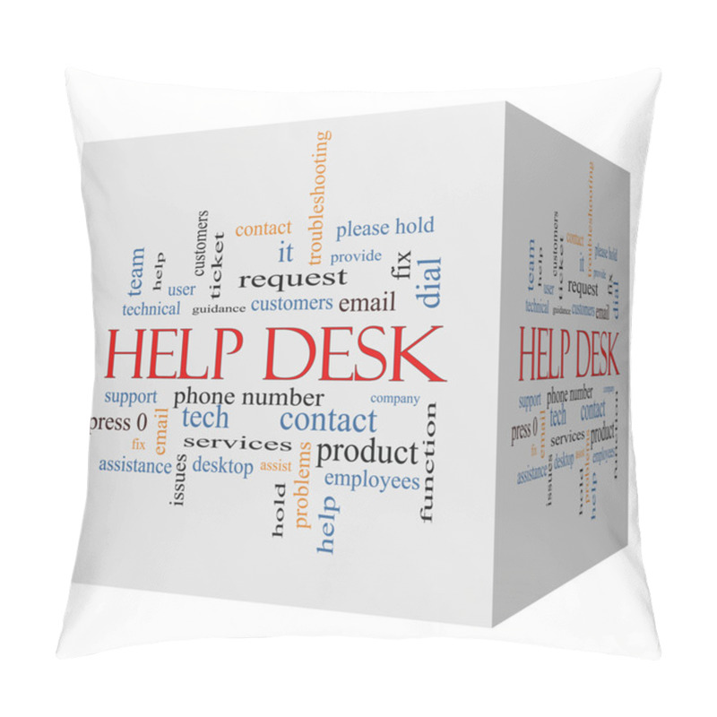 Personality  Help Desk 3D Cube Word Cloud Concept Pillow Covers