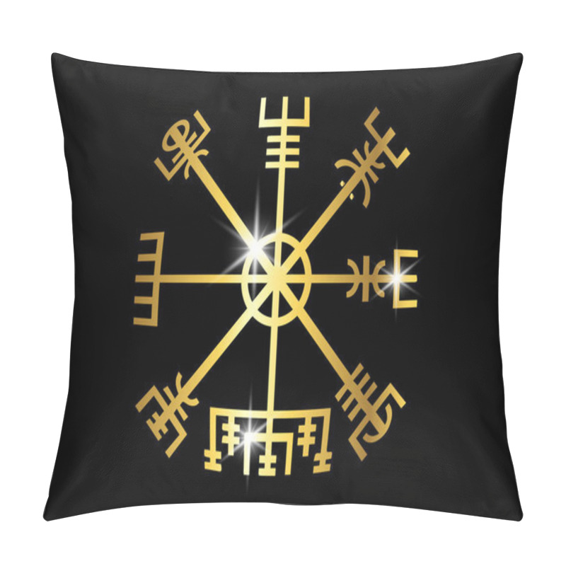 Personality  Decoding The Ancient Of The Symbols Norsemen. Vegvisir Viking Golden Compass. The Vikings Used Many Symbols In Accordance To Norse Mythology, Widely Used In Viking Society. Logo Icon Wiccan Esoteric Pillow Covers