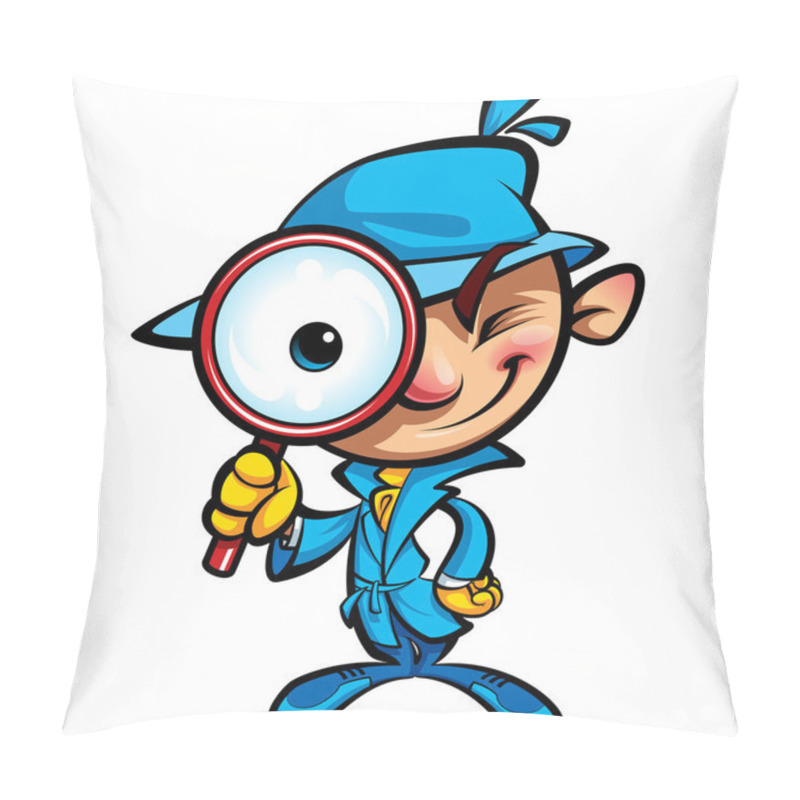 Personality  Cartoon Cute Detective Investigate With Coat And Big Eye Glass Pillow Covers