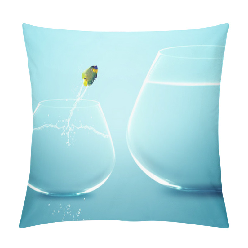 Personality  Anglefish Jumping Into Bigger Fishbowl Pillow Covers