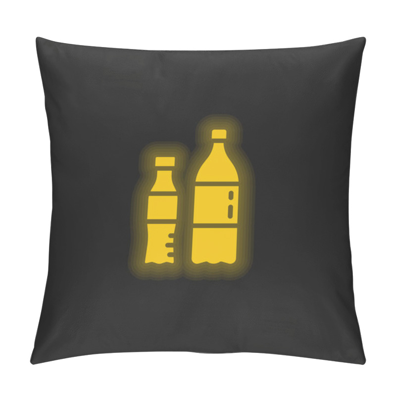 Personality  Bottles Yellow Glowing Neon Icon Pillow Covers