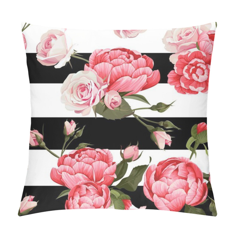 Personality  Peony And Roses Vector Seamless Pattern Pillow Covers