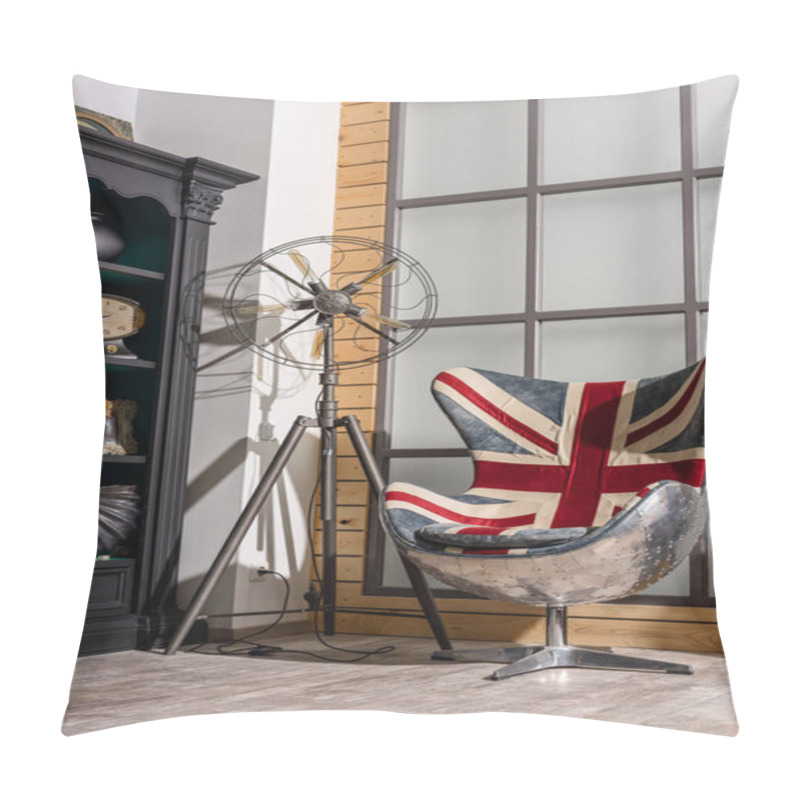 Personality  Interior Of Modern Retro Styled Living Room With Armchair With Great Britain Flag Pillow Covers