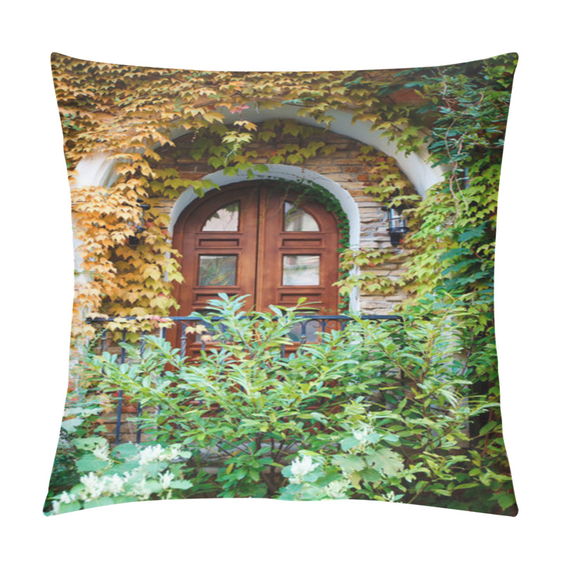 Personality  A Beautiful Box Covered With Leaves. Architecture, Design. Pillow Covers