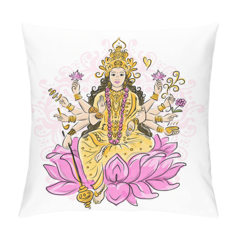 Personality  Indian Goddess Shakti, Sketch For Your Design Pillow Covers