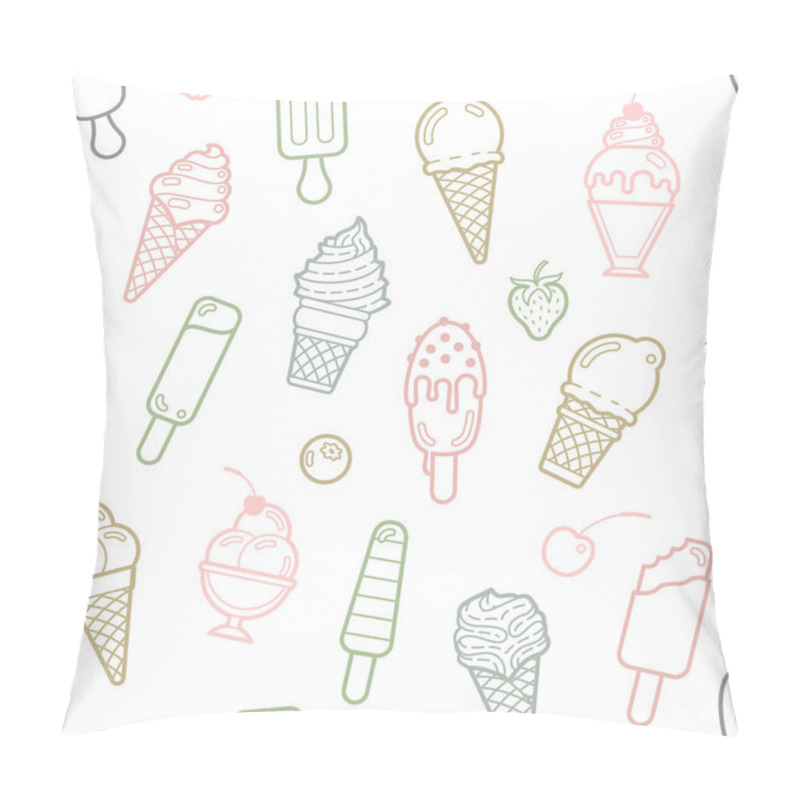 Personality  Vector Cute Pastel Ice Cream Seamless Pattern Pillow Covers