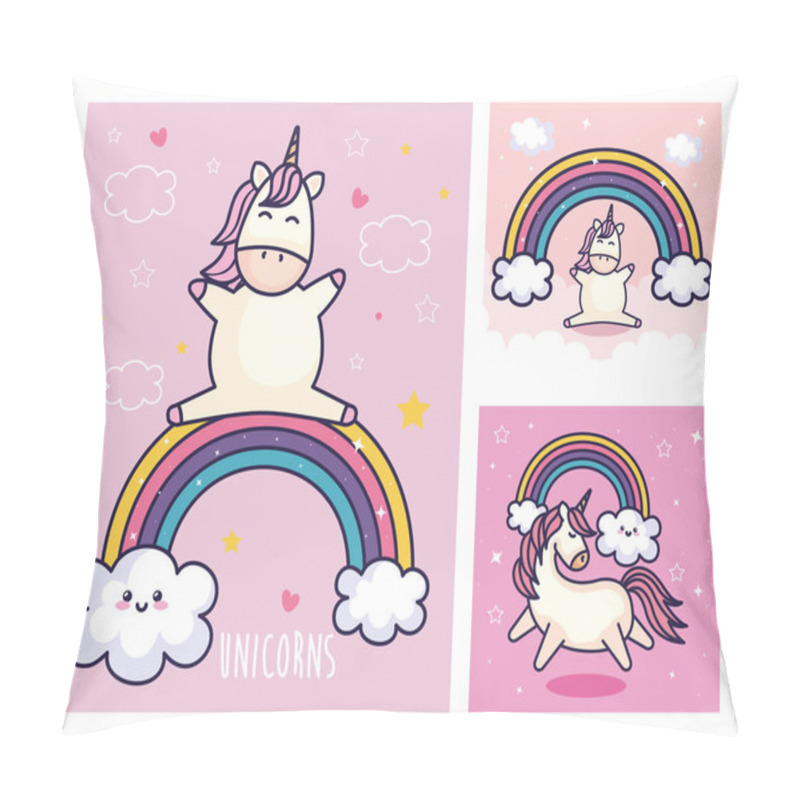 Personality  Set Of Cute Unicorns Fantasy And Decoration Pillow Covers