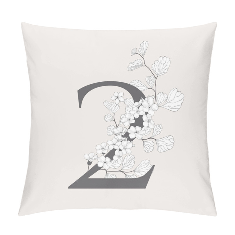 Personality  Vector Blooming Floral Number 2 Monogram And Logo Pillow Covers