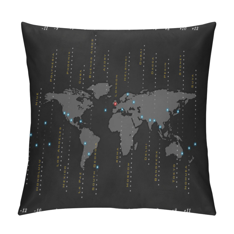 Personality  Time In The World, Greenwich Mean Time, World Map Pillow Covers