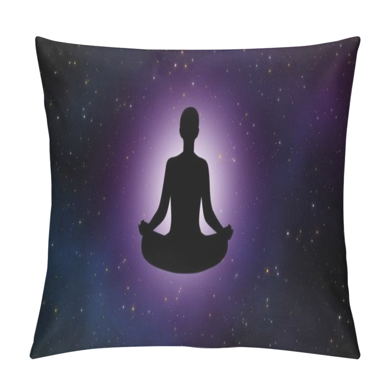 Personality  Silhouette Meditation Man With Full Inner Power And Beautiful Universe On Background. Pillow Covers