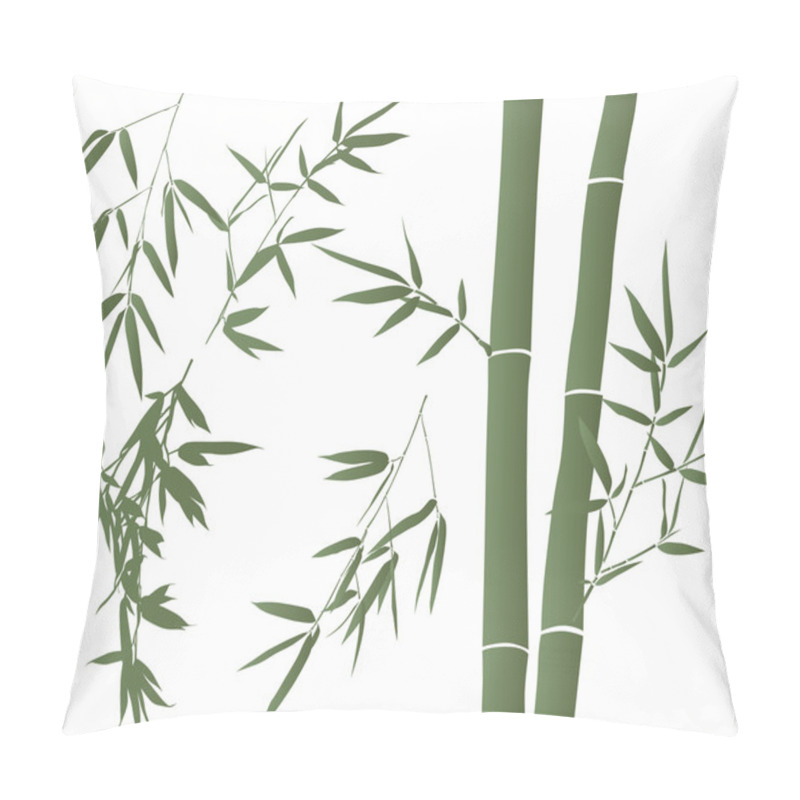 Personality  Green Illustration With Bamboo Branches Collection Pillow Covers