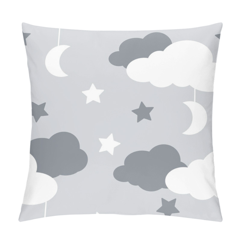 Personality  Seamless Pattern With Sky Elements In Line Art Style, Grey Night Pillow Covers