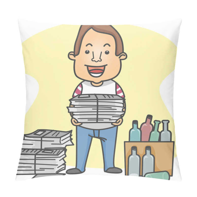 Personality  Man Organizing Things For Recycling Pillow Covers