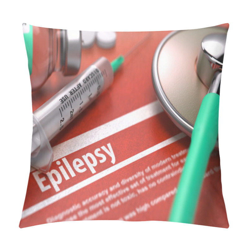 Personality  Epilepsy - Printed Diagnosis On Orange Background. Pillow Covers