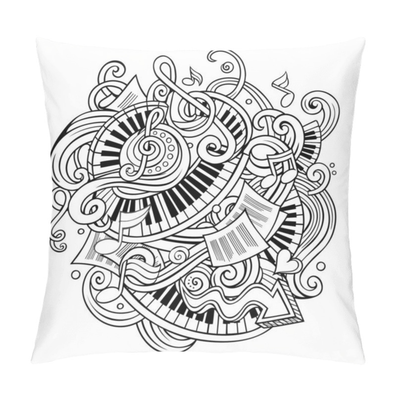 Personality  Cartoon Cute Doodles Music Illustration Pillow Covers