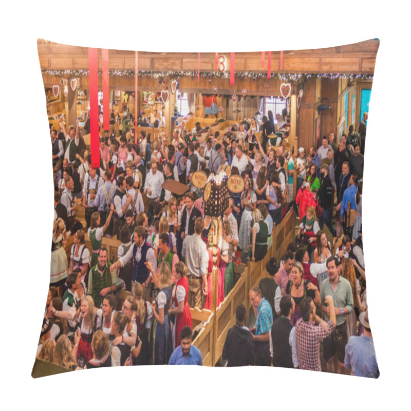 Personality  MUNICH, GERMANY - SEPTEMBER 17, 2016: People Drink Beer In One Of The Tents Of The Oktoberfest In Munich Pillow Covers