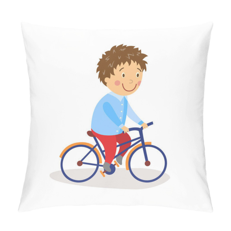 Personality  Vector Flat Boy Riding Bicycle Isolated Pillow Covers