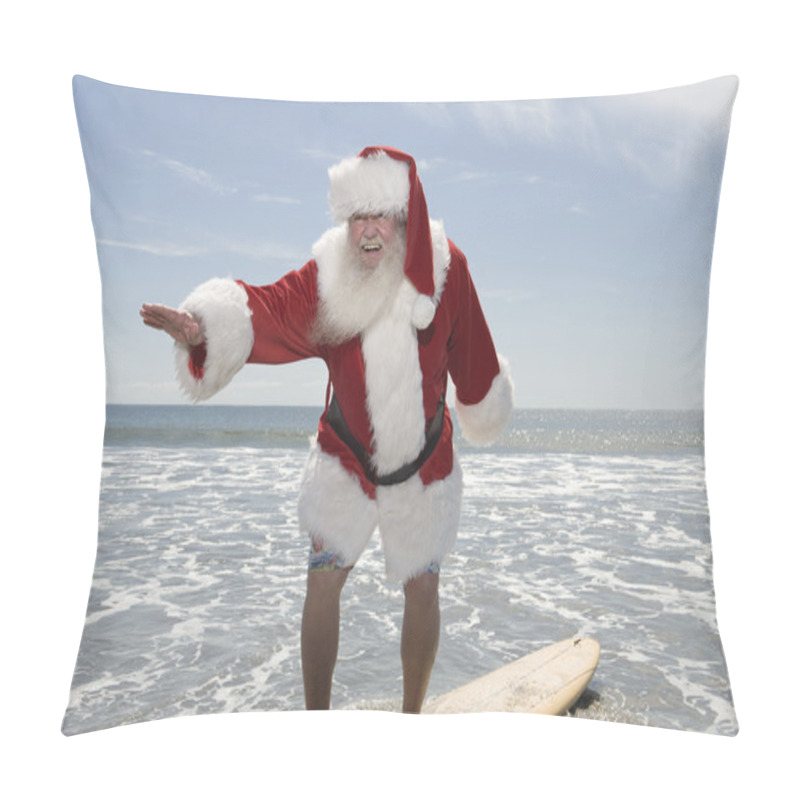 Personality  Father Christmas Surfboards At The Water's Edge Pillow Covers