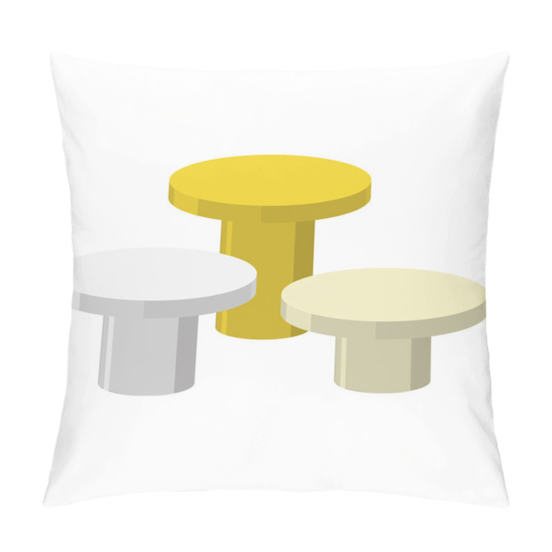 Personality  Sports Round Podium On A White Background. Three Prizes: Gold, S Pillow Covers