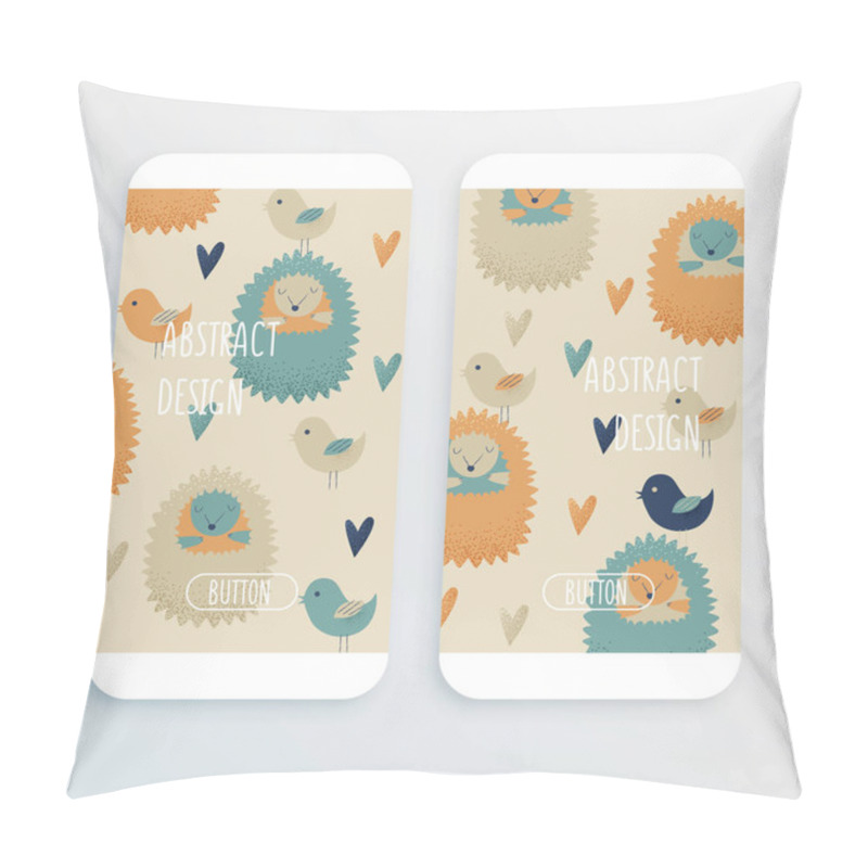 Personality  Hedgehog Design With Birds And Hearts Pillow Covers